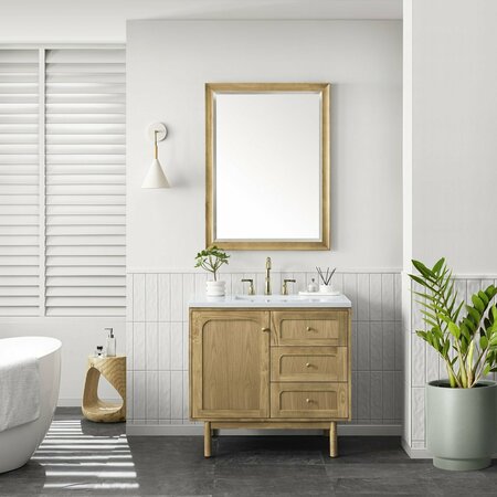 James Martin Vanities Laurent 36in Single Vanity, Light Natural Oak w/ 3 CM Arctic Fall Top 545-V36-LNO-3AF